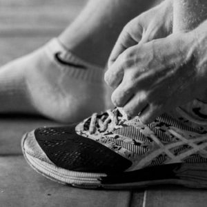 Lacing up running shoes